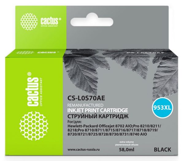 Струйный картридж Cactus CS-L0S70AE (HP 953XL) черный